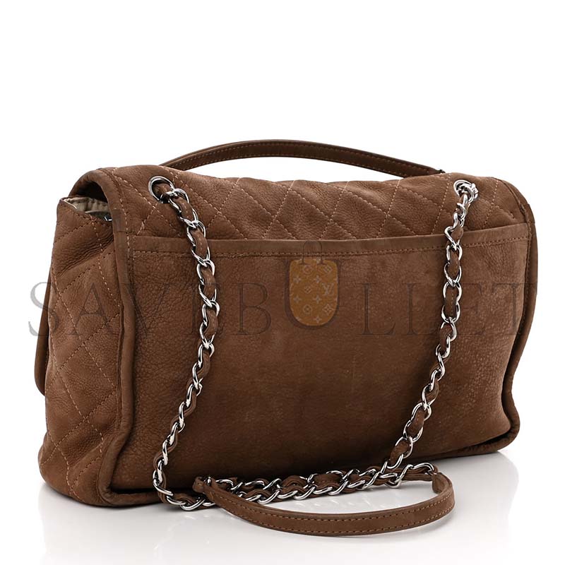 CHANEL LARGE QUILTED NUBUCK NATURAL BEAUTY SPLIT POCKET FLAP SHOULDER BAG (33*22*9cm)